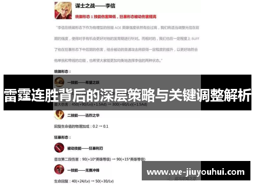雷霆连胜背后的深层策略与关键调整解析 雷霆连胜背后的深层策略与关键调整解析